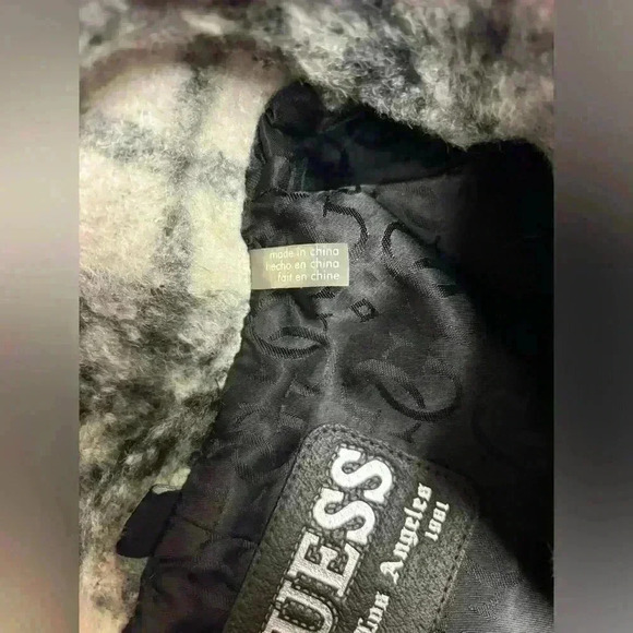 Guess Black & White Plaid 3/4 Wide Sleeve wool blend Moto Jacket Size Medium - Picture 4 of 14